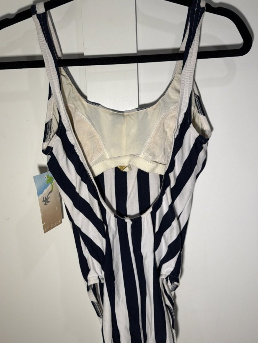 Vintage Le Cove NWT Womens One Piece Swimsuit Size 14 Nautical Stripe Anchor 90s - Picture 7 of 11